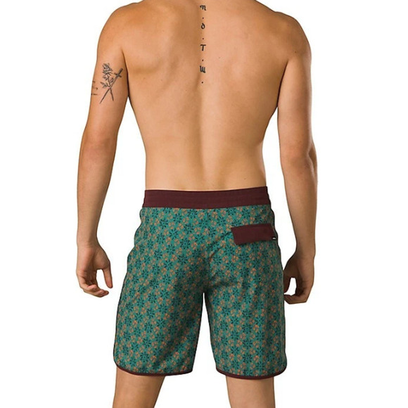PRANA Men's Vintage Boardshort Size 31 Green Cove Geo Floral 6" Inseam Swim NWT - Picture 4 of 9